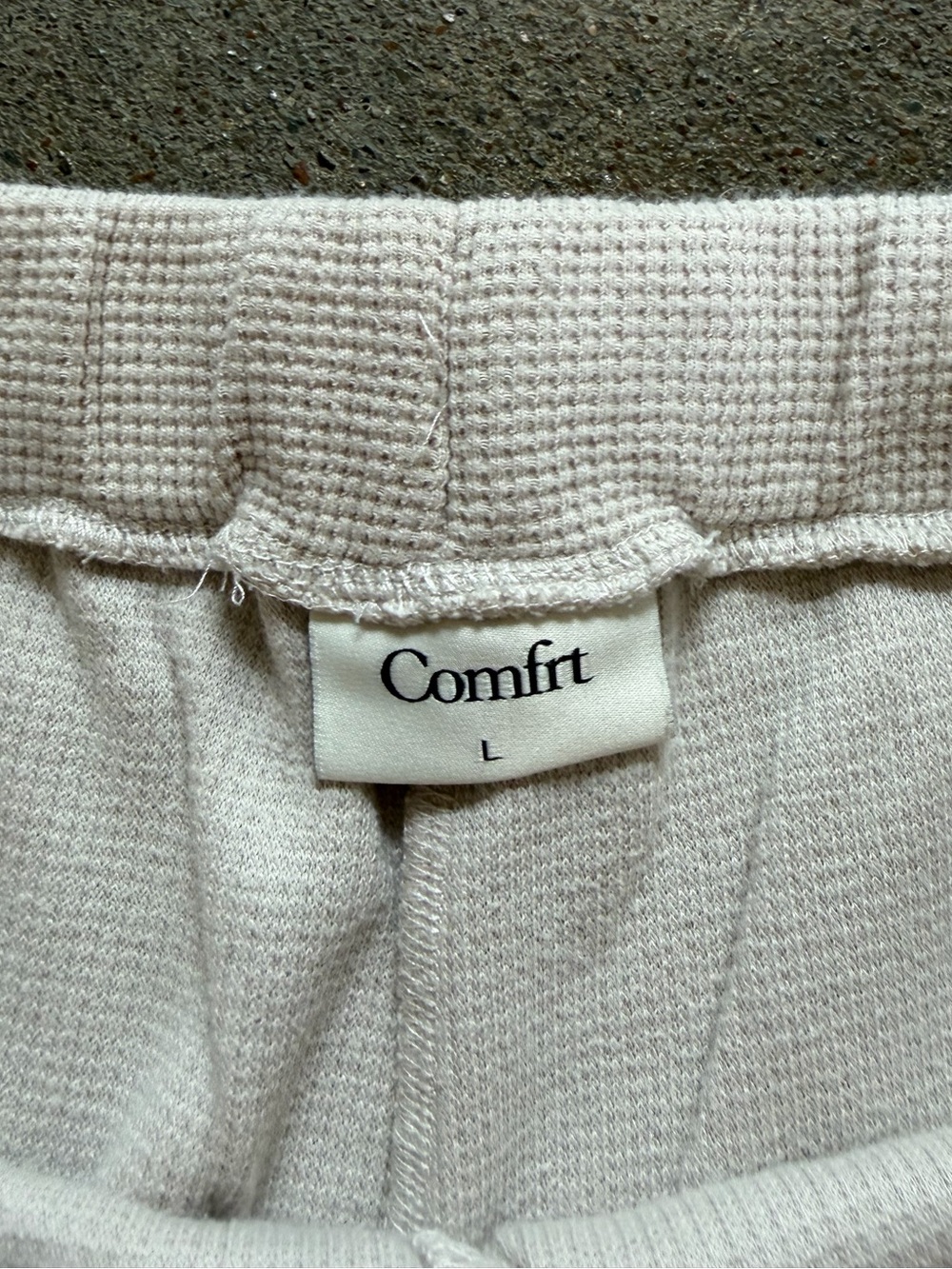 Comfrt Unisex Waffle Knit Lounge Pant High Rise in Ivory Size Large Loungewear - Picture 9 of 11